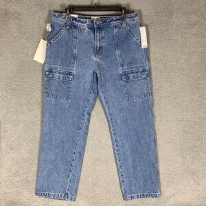 Abrand 99 Baggy Cargo Tianna Jeans Womens 31 Blue Low Rise Straight Leg NWT $138